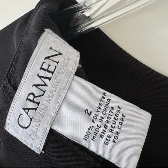 Carmen Marc Valvo Black Buttom Back Half Flare Sleeve Blouse - Picture 3 of 3